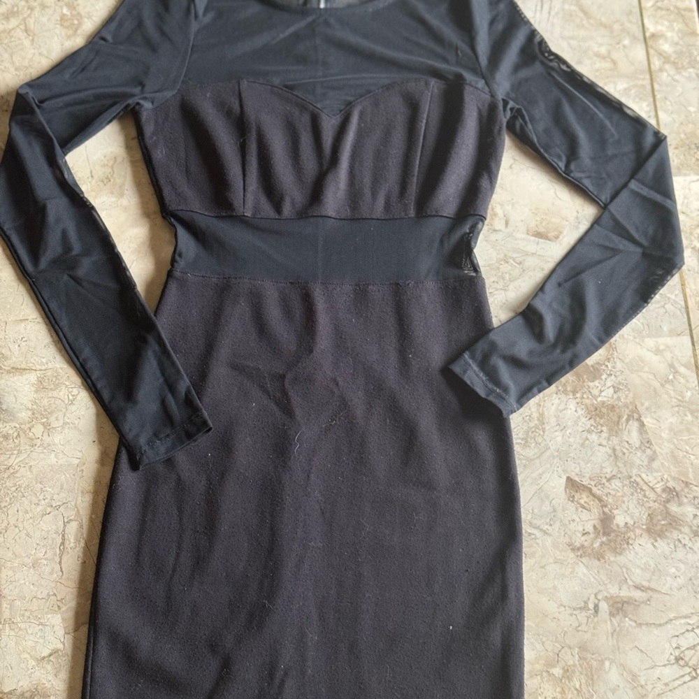 Forever 21 black mesh Long Sleeve Bodycon Dress